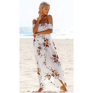 Boutique off the shoulder floral maxi dress